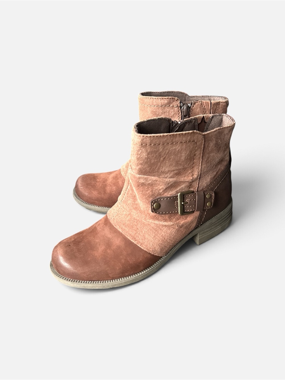 Earth Origins Phoenix Women's Suede & Leather Ankle Boots in Brown 7.5